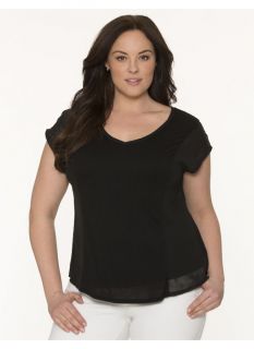 Lane Bryant Plus Size Lane Collection mixed fabric tee     Womens Size 22/24,