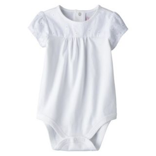 Cherokee Newborn Infant Girls Cap Sleeve Bodysuit   White 0 3 M