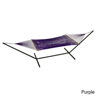 Phat Tommy Olefin Hammock And Stand (Black, bold blue, carrot, cranberry, graphite, holly, lemon, navy, purple, sandstone, whiteStand material Heavy duty tubular steelHammock material OlefinStand included YesWeather resistant YesUV protectionDimension