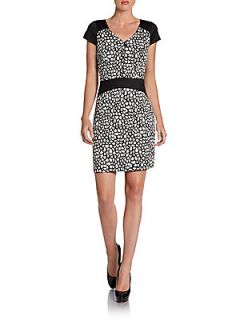 Scale Print Short Sleeve Dress   Black White