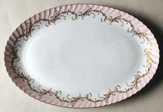 Royal Tettau Elegance Rose(Pink,Gold Trim) 13 Oval Serving Platter, Fine China