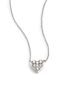 Diamond & 14K White Gold Heart Necklace   Diamond