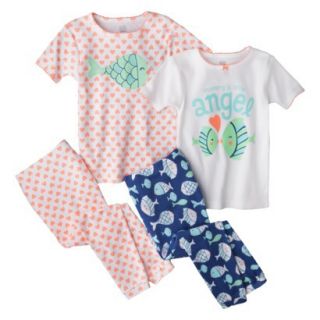Just One You by Carters Infant Toddler Girls 4 Piece Short Sleeve Angel Fish