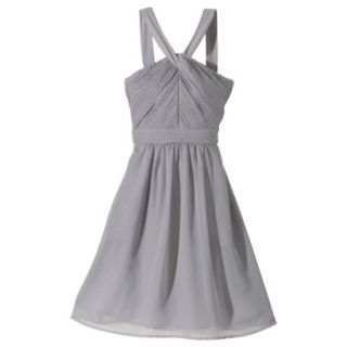 TEVOLIO Womens Halter Neck Chiffon Dress   Cement Gray   4
