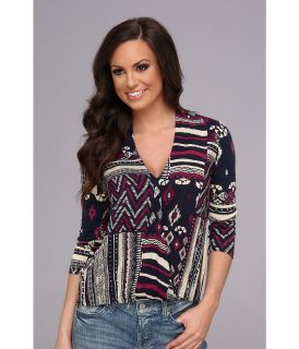 Lucky Brand Patchwork Print Top Womens Blouse (Multi)