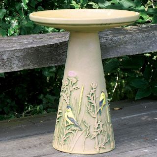 Backyard Nature Products Inc Burley Clay Hand Painted Finch Ceramic Bird Bath