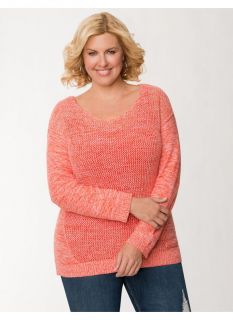 Lane Bryant Plus Size Open stitch high low sweater     Womens Size 22/24, Coral