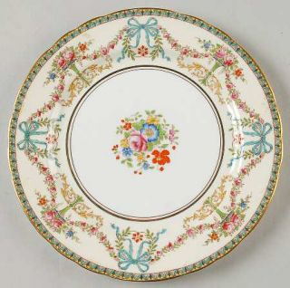 John Aynsley Rosedale (Bows, Flowers On Edge) Salad Plate, Fine China Dinnerware