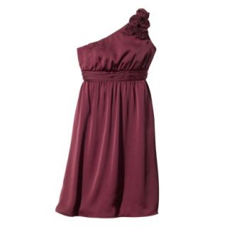 TEVOLIO Womens One Shoulder Rosette Silky Chiffon Dress   Rare Wine   2