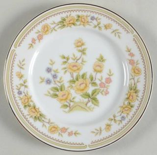 Style House Rose Garden Bread & Butter Plate, Fine China Dinnerware   Green Band