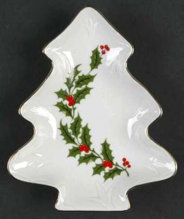 All the Trimmings Christmas Holly (Porcelain) 1 Part Small Tree Shaped Dish, Fin
