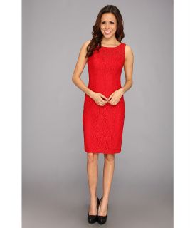 Anne Klein Rose Lace Fit Flare Layered Dress Womens Dress (Red)
