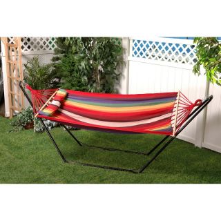 Bliss Hammocks Oversized Fabric Hammock with Spreader Bar and Pillow Country