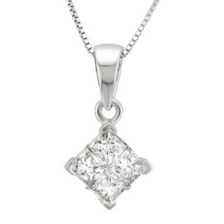 1/4 CT.T.W. Princess cut Composite Set Diamond Pendant Necklace in 14K White