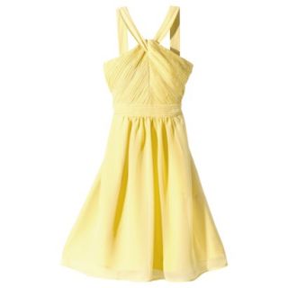 TEVOLIO Womens Halter Neck Chiffon Dress   Sassy Yellow   14