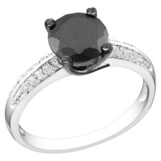 Black &White Cubic Zirconia Silver Bridal Ring 9.0