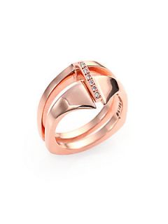 Bliss Lau Diamond & Rose Finished Sterling Silver Two Piece Ring   Rose Gold