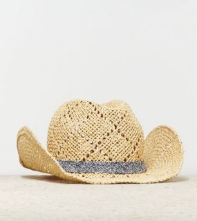 Natural AEO Floppy Straw Hat, Womens One Size