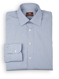 Striped Cotton Dress Shirt   Blue Melange