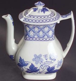 Spode Blue Geranium Coffee Pot & Lid, Fine China Dinnerware   Blue Room Collecti