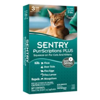 Sentry PurrScriptions Plus Squeeze On Flea and Tick Control for Cats and Kittens