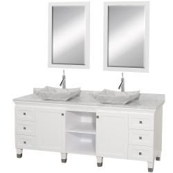 Wyndham Collection Premiere White 72 inch Solid Oak Double Bathroom Vanity