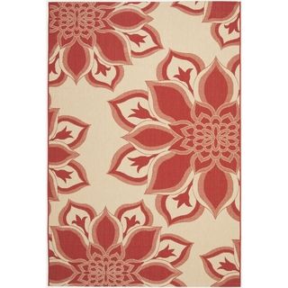 Safavieh Indoor/ Outdoor Courtyard Creme/ Red Rug (710 X 10)