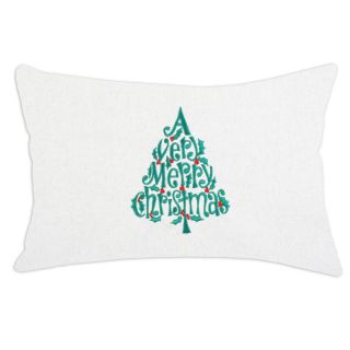 Chooty and Co Linen Natural A Very Merry Christmas Embroidered Throw Pillow