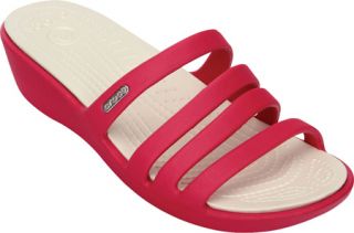 Womens Crocs Rhonda Wedge Sandal   Raspberry/Oyster Casual Shoes