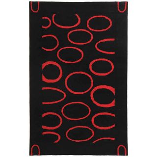 Handmade Soho Eclipse Black/ Red New Zealand Wool Rug (36 X 56) (BlackPattern GeometricMeasures 0.625 inch thickTip We recommend the use of a non skid pad to keep the rug in place on smooth surfaces.All rug sizes are approximate. Due to the difference o