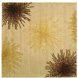 Handmade Soho Burst Beige New Zealand Wool Rug (8 Square) (BeigePattern GeometricMeasures 0.625 inch thickTip We recommend the use of a non skid pad to keep the rug in place on smooth surfaces.All rug sizes are approximate. Due to the difference of moni