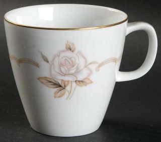 Japan China Sophisticate Flat Cup, Fine China Dinnerware   Beige/Pink Rose