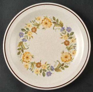 Nikko Buttercup Salad Plate, Fine China Dinnerware   Stoneware,Brown Ring,Mutli