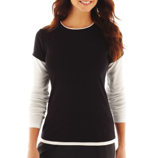 Made For Life Long Sleeve Layered Tee, Black/White, Womens