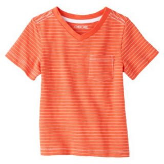 Cherokee Infant Toddler Boys Short Sleeve Striped Tee   Orange 2T