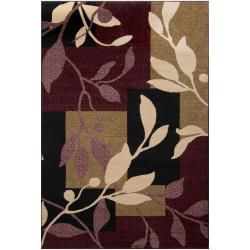 Meticulously Woven Black/burgundy Majestic Floral Rug (53 X 73)