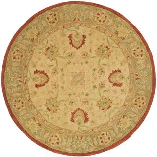 Hand made Oushak Ivory/ Grey Hand spun Wool Rug (4 Round)