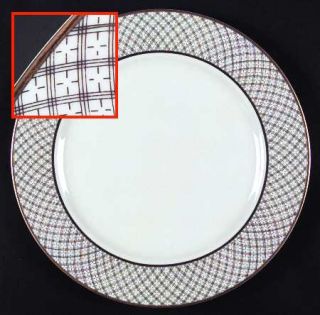Fitz & Floyd Dynasty Dinner Plate, Fine China Dinnerware   Gold Crosshatch On Ri