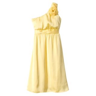 TEVOLIO Womens Plus Size Satin One Shoulder Rosette Dress   Sassy Yellow   24W