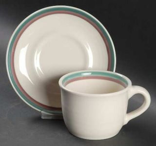 Pfaltzgraff Juniper Flat Cup & Saucer Set, Fine China Dinnerware   Stoneware,Gre