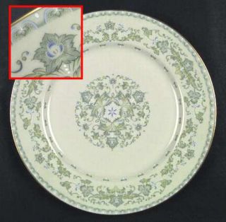 Alvin French Scroll Dinner Plate, Fine China Dinnerware   Blue&Green Flowers&Lea