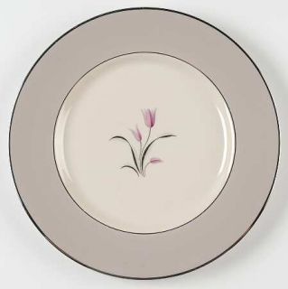 Franciscan Claremont Dinner Plate, Fine China Dinnerware   Gray Rim, Pink Flower