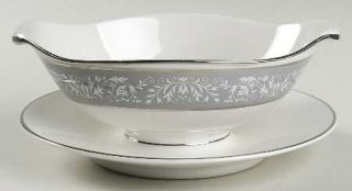 Vogue Prelude Gravy Boat with Attached Underplate, Fine China Dinnerware   White