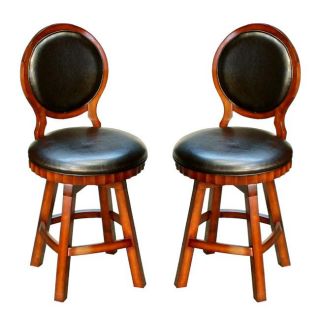 Carolina Bicast Leather Swivel Counter Stools (set Of 2) (Dark brown Materials Wood, bicast leather Wood finish Antique burnished cherryNumber of stools 2Seat Height Approximately 25.5 inchesDimensions 43 inches high x 19.75 inches wide x 21.5 inches