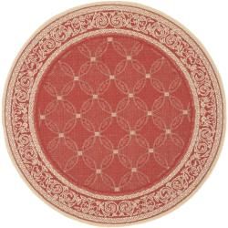 Geometric pattern Red/ Natural Indoor/ Outdoor Rug (53 Round)