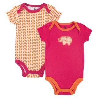 Yoga Sprout Newborn Girls 2 Pack Bodysuit Set   Pink/Orange 6 9 M