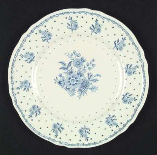 Grindley Tewkesbury Salad Plate, Fine China Dinnerware   Blue On Cream, Petal Sc