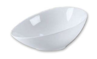 Browne Foodservice Oval Ceramic Bowl, 12 1/2 x 9 in, White, Ovid