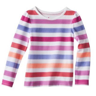 Circo Infant Toddler Girls Long sleeve Stripe Tee   White/Purple 2T