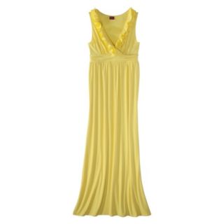 Merona Womens V Neck Ruffle Maxi Dress   Yellow Ray   XS